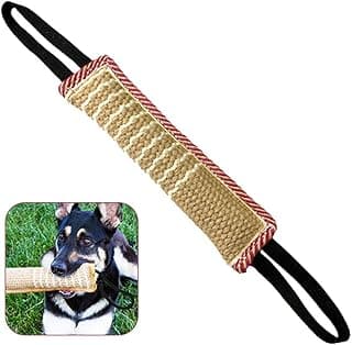 Dog Tug Toy, Dog Bite Jute Pillow Pull Toy with 2 Strong Handles, Perfect for Tug of War, Puppy Training Interactive Play, Bite Training Toys for Medium to Large Dogs (Pink Yellow) image