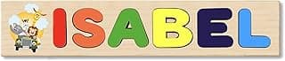 Wooden Name Puzzle Personalized Engraved Text Greetings on Back Puzzle Real Custom Print Animal with Car Theme image