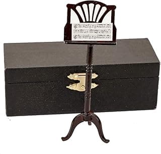 Miniature Music Stand with Case Mini Musical Instrument Mini Music Stand Miniature Dollhouse Model Christmas Ornament and Gift (Music Stand) image