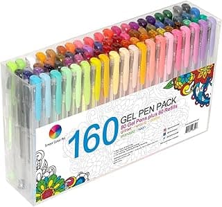 Smart Color Art 160 Colors Gel Pens Set 80 Gel Pen with 80 Refills for Adult Coloring Books Drawing Painting Writing Doodling image