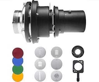 Wellmaking Bowens Mount Optical Snoot Conical, Flash Projector Attachment, Spotlight Snoot Photography Video Artist Modelling Shape Light Studio with Optical Lens Various Gobos Photography Accessories image
