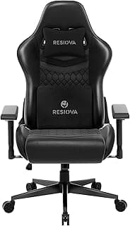 Gaming Chair for Adults,Ergonomic Office Computer Chair Racing Chair,High Back Gamer Chair with Velvet Headrest and Lumbar Support,Faux Leather 350LBS Video Game Chair(Black) image