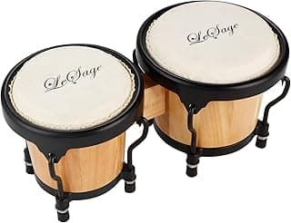 LeSage Bongos Drum for Adults Kids Beginner Bongos Starter 4 in and 5 in Natural Wood Professional Musical Instruments Bongos Drums Set Real Skin Drum Head Child Bongos image