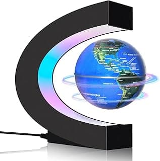 Magnetic Levitating Floating Globe with LED Lights, Cool Gadgets C Frame Globe Lamp for Men Father Husbands Boys and Girls, Cool Tech Item for Office Home Bookshelf Desk Decor image