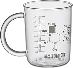 Caffeine Beaker Mug,16 oz Anti-dripping Borosilicate Caffeine Mug,Cool Coffee Mugs with Handle,Chemistry Mug,Measuring for Coffee,Tea,Hot and Cold Beverage image