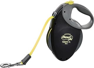 FLEXI New Classic Tape Retractable Dog Leash for Extra Large Dogs 110 lbs.+ – 26 ft., Black Neon |Tangle Free Pet Walking Leash with One-Handed Brake, Pause, Lock |German Quality Product image