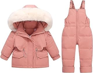 Clearance of Sales Kids 2-Piece Padded Snowsuit Toddler Baby Boys Girls Winter Wear Ski Jacket & Snow Bib Pants Ski image