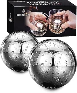 Whiskey Balls Reusable Stainless Steel Metal Ice Sphere Cubes Beverage Chilling Rocks Whiskey Stones for Red Wine, Bar Beer, Scotch, Vodka Drinks image