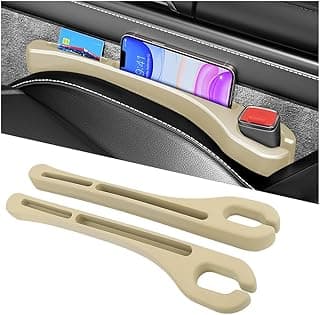2PCS Car Seat Gap Filler Organizer,Upgrade Car Side Seat Gap Filler with Phone Holder,Multifunctional Car Seat Filler Gap Space Prevents Things Dropping for Cars,SUVs (Beige) image