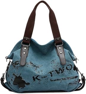 Women Handbag Casual Vintage Hobo Canvas Daily Purse Shoulder Tote Shopper Bag image