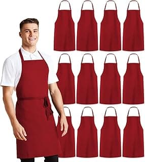 Aprons Unisex Bib Aprons - 100% Polyester Chef Apron with Extra Long Ties – Cooking Apron for Men Women