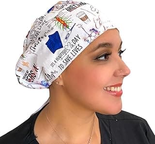 Grey's Anatomy Scrub Cap, Euro Surgical Cap, Anatomy Scrub Hat for Medical Professionals, Optional Satin Lining image