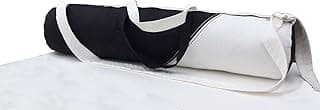 Customizable Yoga Mat Bag, Handcrafted Black White Cotton Canvas Yoga Tote image