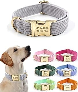 Personalized Dog Collars with Metal Buckle - Custom Pet Name Tags for Small Medium Large Boys and Girls Breeds image