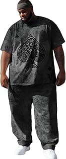 Men's Big & Tall 2 Piece Outfit Tie Dye Short Sleeve Graphic Tee Shirt and Jogger Pants Set