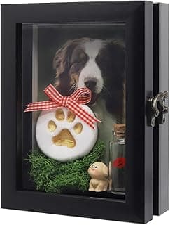 Pet Memorial Shadow Box, Paw Print Kit, Dog/Cat Paw Print Keepsake, Wall/Tabletop Display Frame, Black image