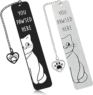 2PCS Cat Bookmarks, Cat Gifts for Women, Kitten Stainless Steel Book Marker, Funny Book Mark Cute Book Lover Gifts Thanksgiving Day Birthday Gifts for Women Men Teachers Friends (2pcs H) image