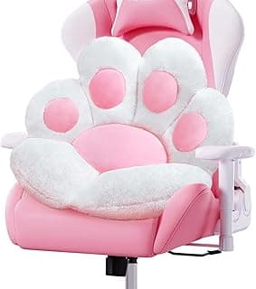 Cat Paw Cushion Cute Chair Cushions Kawaii Cat Paw Shape 28"x 24"Gaming Chair Cushion Kitty Plush Lazy Sofa Pillow for Girl Gamer Chair,Kawaii Accessories Stuff Room Decor (White) image