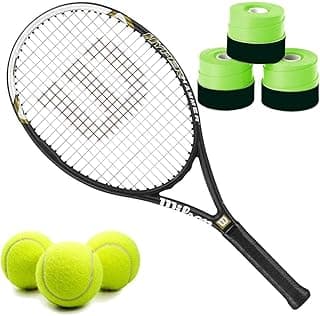 Wilson Hyper Hammer 5.3 110 Pre-Strung Recreational Tennis Racquet Set or Kit Bundled with Overgrips and a Can of ITF Regulation Tennis Balls image