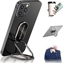 Phone Ring Holder Finger Kickstand, 360 Rotation Foldable Ultra-Thin Metal Cell Phone Back Hand Grip for Magnetic Car Mount & Office Desktop, Adjustable Cellphone Stand for iPhone 15 iPad Smartphones image