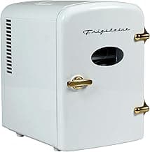 Retro Mini Personal Fridge Cooler, Holds up to 9 Cans, Portable for Car, Office, Bedroom, Dorm Room, or Cabin, Includes 110V AC and 12V DC cords - White Gold (Special Edition Color) image