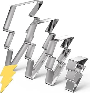 Havawish 4 Pcs Cookie Cutter Set 2 in to 5 in Cookie Cutter Stainless Steel Cookie Cutter for Baking Fondant Fruit Bread Birthday Party Decorations(Lightning Bolt) image