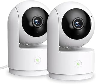 Indoor Security Camera, 2K Pet Camera, 360 Degree 2.4GHz Home Camera for Baby/Dog/Elder with One-Touch Call, Night Vision, 2-Way Audio, AI Motion Detection, Local/Cloud Storage, White（2-Pack） image