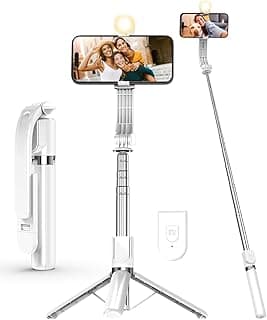 55" Phone Tripod & Selfie Stick,Cell Phone Tripods Stand with Wireless Remote,Phone Holder with Detachable Light, for iPhone 14 13 12 pro Xr X 8Plus 7, Android, Samsung Galaxy S22 S21 and More image