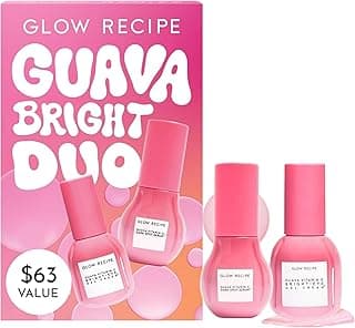 Glow Recipe Guava Brightening Korean Skincare Gift Set - Vitamin C Under Eye Cream Treatment + Hydrating Vitamin C Dark Spot Face Serum with Niacinamide & Peptides, Travel Size (2 Count) image