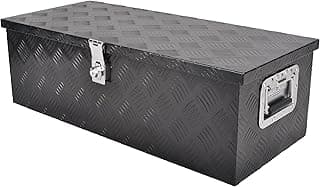 30 Inch Tool Box Underbody Flatbox Truck Car Outdoor Trailer Pickup,RV Storage Organizer,Underbed Tools Chest Box w/Side Handle and Lock Keys,Black Aluminum 5 Bar Tread(30''X13''X10'') image