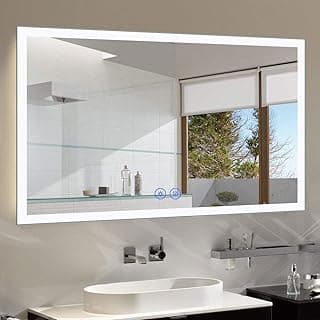 LED Bathroom Mirror with Lights, LED Lighted Bathroom Vanity Mirror, Led Mirror for Bathroom, Bluetooth Smart Miror, 55 x 36 Inch, Anti-Fog & Dimming, Wall Mounted Vanity Mirror with Lights image