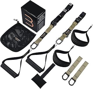 Suspension Trainer, Green, Full Body Workouts at Home Equipment, Includes Detachable Handles, Extension Arms, Foot Straps & Door Anchor, Advanced Design, 450lbs Weight Capacity image