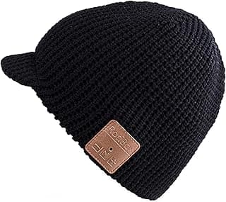 Rotibox Winter Outdoor Sport Trendy Bluetooth Beanie Hat Cap with Wireless Stereo Headphone Headset Speaker Mic Hands Free Compatible with iPhone Samsung Android Cell Phones, Black image