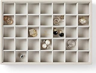 VEE&CO. Stackable Jewelry Organizer Trays for Drawers, Jewelry Drawer Inserts Container Display Case Storage for Earring Necklace Rings Bracelet with Removable Dividers image