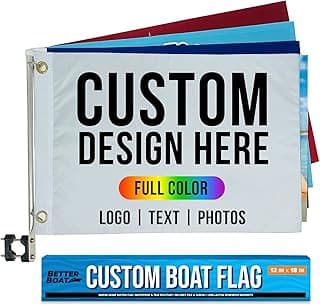 Small Boat Custom Flag Kit, 12" x 18", Personalized Marine Flag with Pole, Create Customized Pontoon Accessories, Unique Boating Gifts for Women and Men