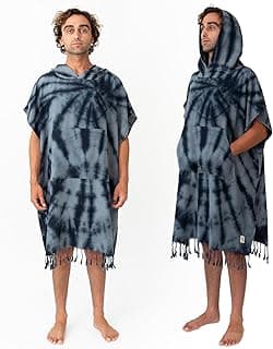 Nova Blue Surf Poncho – Large Changing Towel (33 x 37) – 100% Cotton Hooded Towel Adult for Surf Beach Pool and Swim (Black tie-dye) image