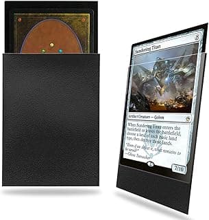 Black MTG Card Sleeves 200 Pack, Standard Card Sleeves Sturdy MTG Sleeves Matte Back Finish, Perfect Shuffling - Protect All Your Trading Cards Collectible Cards by Fabmaker, Never Tear