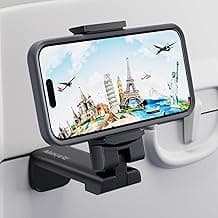 MiiKARE Airplane Travel Essentials Phone Holder, Universal Handsfree Phone Mount for Flying with 360 Degree Rotation, Accessory for Airplane, Travel Must Haves Phone Stand for Desk, Tray Table image