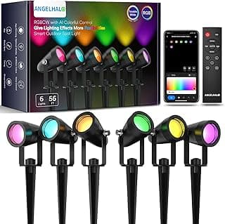 Landscape Spotlights, Smart Outdoor Spotlights IP65 Waterproof, WiFi Low Voltage Color Changing Outdoor Lights for Yard Garden Pathway Lawn, Work with Alexa, 6 Pack image