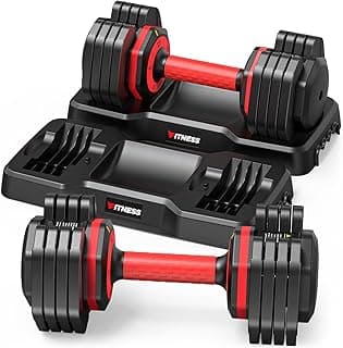 Adjustable Dumbbells Set of 2-25LB/55LB Dumbbells Set-1Sec Adjustable Weights-5 in 1 Free Weights Dumbbells Set with Effortless Tray/No-Slip Handle-Compact Size for Women/Men at Home Gym image