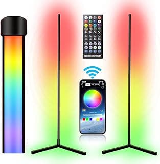 LED Corner Floor Lamp for Living Room, 2 Pack, Lit Lamp LED, RGB Dream Color Changing Modern Mood Lighting, Bluetooth APP and Remote Control Music Sync Great Theater Lighting Effect for Home image
