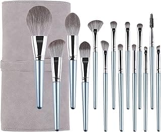 Makeup Brushes Set, 14 pcs Make up Brush set professional blue, Synthetic Face Make up Brushes for Foundation Concealer Powder Blush Eyeshadow Eyebrow, Travel Makeup Brush with A Cosmetic Bag image