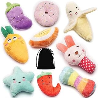 9 Pack Small Dogs Puppy Squeaky Dog Toys,Cute Variety Colors Designs to Bite Anytime, for Small Dogs image
