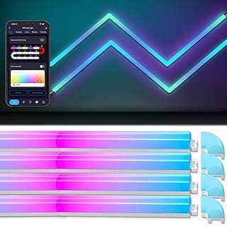Smart LED Wall Lights 8Pcs, RGB-IC Glide Wall Lights with Music Sync and Dynamic Scenes, Work with Alexa and Google Assistant for Home Decor, Gaming image