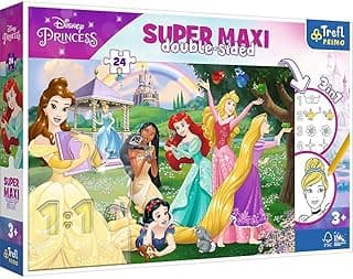 Trefl Primo – Disney Princess, Happy Princesses – 3-in-1: Puzzle 24 Large Elements, Coloring Book, Game with Coloring Elements, Colorful Puzzle with Fairy Tale Characters