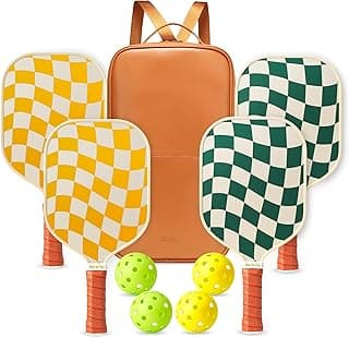 Pickleball Paddles Set of 4 - USAPA Approved Graphite Lightweight Racket, 4 Pickleball Rackets, 4 Outdoor Balls and 1 Mesh Bag, Aesthetic Pickle Ball Set Gift for Men Women Beginners image