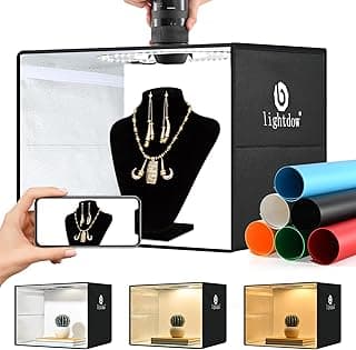 Lightdow Photo Light Box Photography - 16"x12" Light Tent with 120 LEDs, 6 Color PVC Backdrops, Folding Light Box Portable Studio Box Jewelry Products Photo Box Versatile for Beginners/Professionals image