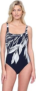 Gottex Women’s Black and White Square Neck One Piece Swimsuit with Soft Cups Tummy Control and Back Lining Swim Essentials image