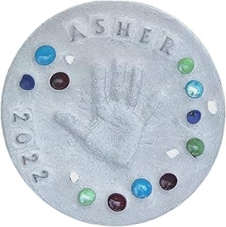 Large DIY Stepping Stone Kit, Handprint Stepping Stone, Mother's Day Gift, Footprint Stepping Stone (10 Inch) image