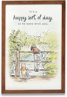 Disney Winnie the Pooh Happy Sort of Day Framed Wood Wall Decor - Large Vintage Winnie the Pooh Wall Art for Home